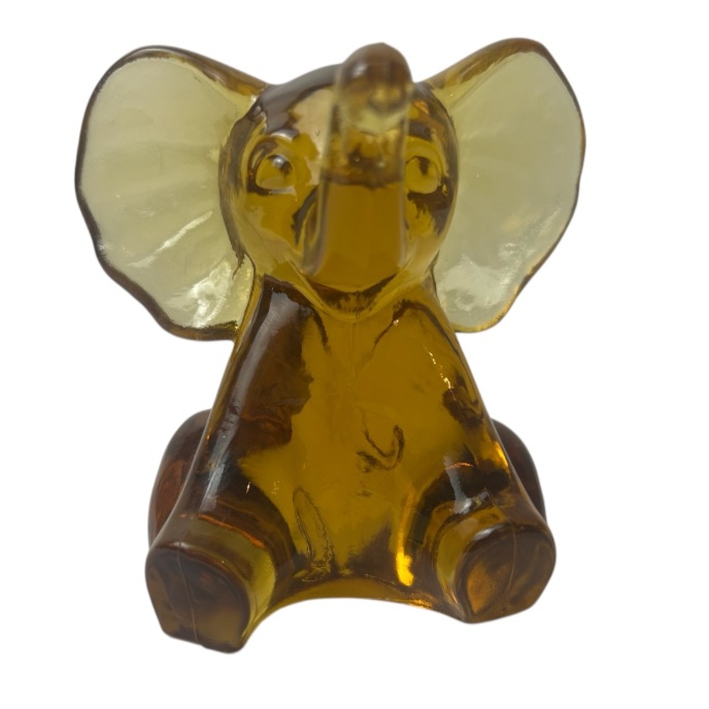 Fenton Amber and Cream Glass Elephant Figurine